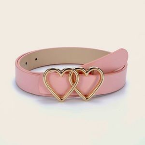 Gold heart buckle pink belt